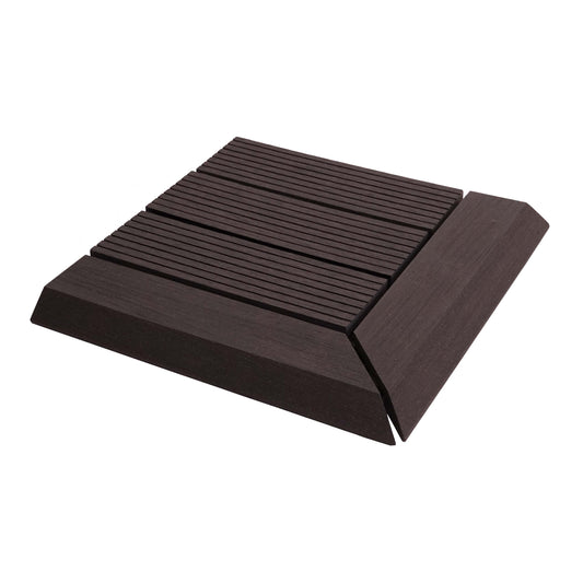 Cosmo Casa - Hoekvloertegel - Houtlook - WPC - Antraciet & Lineair - 30×30 cm