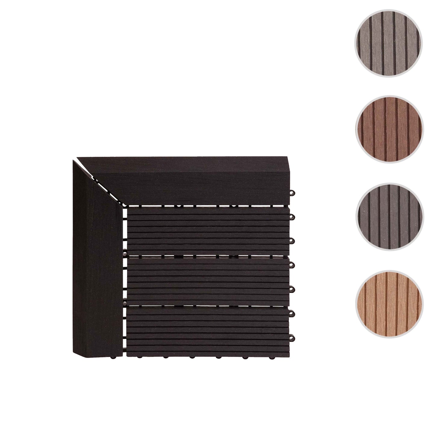 Cosmo Casa - Hoekvloertegel - Houtlook - WPC - Antraciet & Lineair - 30×30 cm