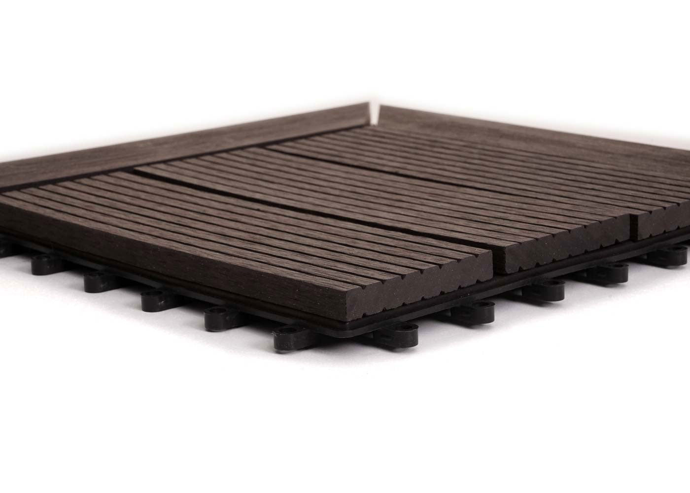 Cosmo Casa - Hoekvloertegel - Houtlook - WPC - Antraciet & Lineair - 30×30 cm