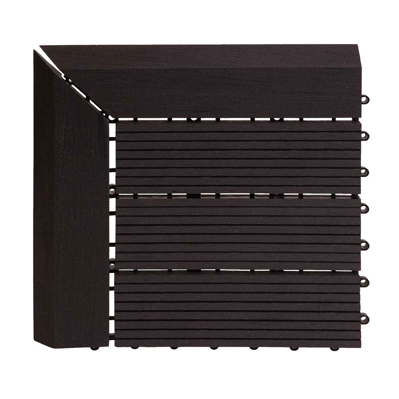 Cosmo Casa - Hoekvloertegel - Houtlook - WPC - Antraciet & Lineair - 30×30 cm