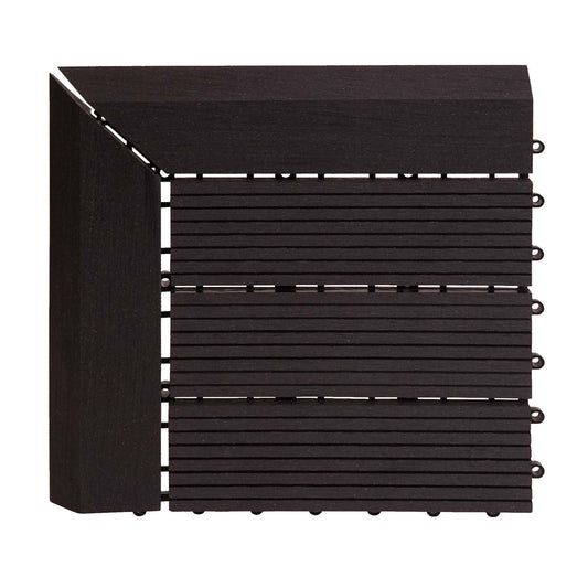 Cosmo Casa - Hoekvloertegel - Houtlook - WPC - Antraciet & Lineair - 30×30 cm