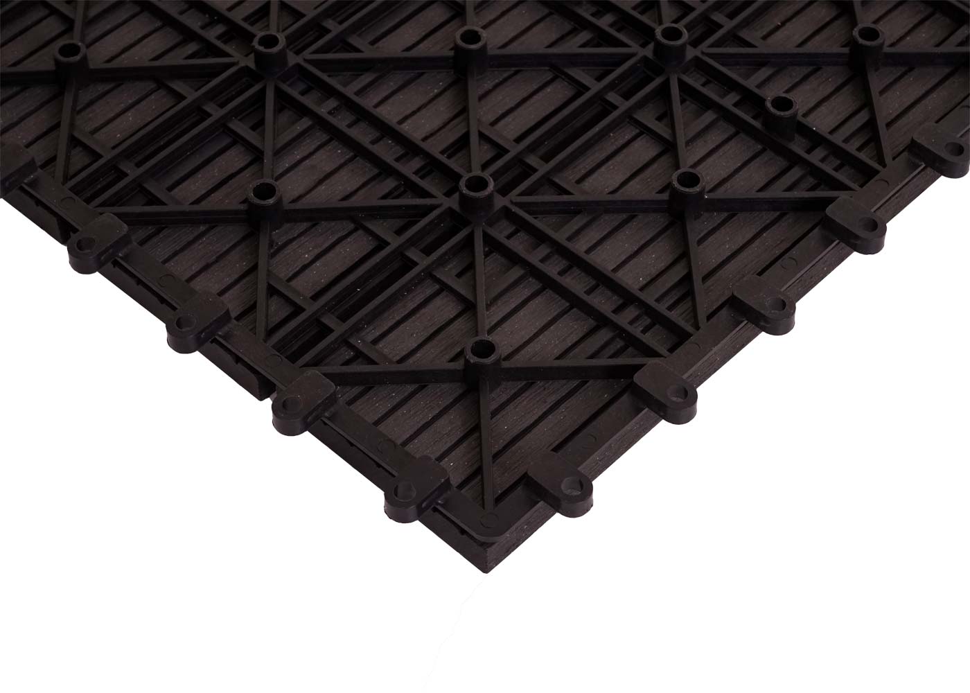 Cosmo Casa - Hoekvloertegel - Houtlook - WPC - Antraciet & Lineair - 30×30 cm