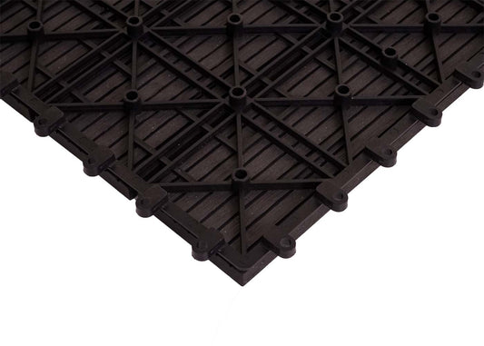 Cosmo Casa - Hoekvloertegel - Houtlook - WPC - Antraciet & Lineair - 30×30 cm