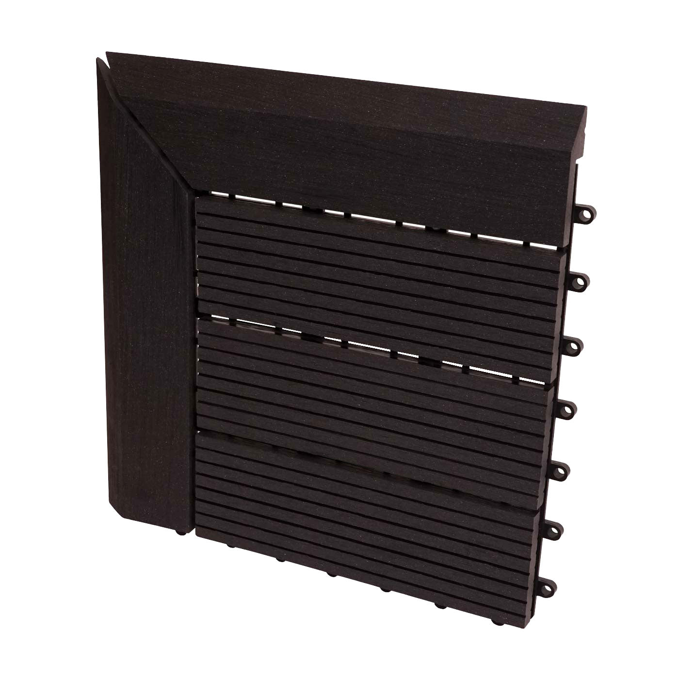 Cosmo Casa - Hoekvloertegel - Houtlook - WPC - Antraciet & Lineair - 30×30 cm