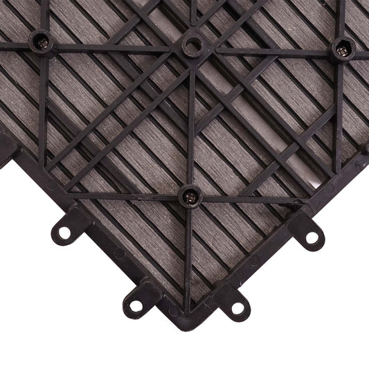 Cosmo Casa - WPC Vloertegel Rhone + Afwerking - Houtlook Balkon/Terras - WPC - Grijs Lineair Verticaal - 11×30×30 cm = 1 m² Premium