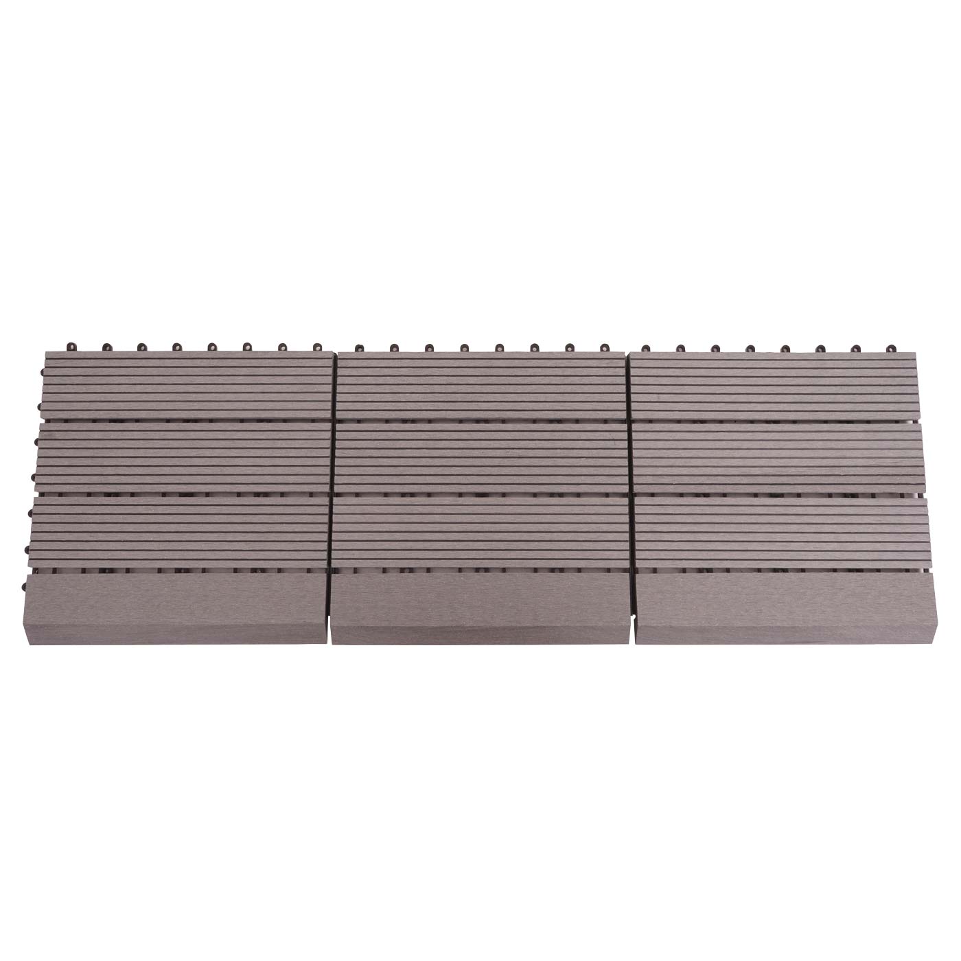 Cosmo Casa - WPC Vloertegel Rhone + Afwerking - Houtlook Balkon/Terras - WPC - Grijs Lineair Verticaal - 11×30×30 cm = 1 m² Premium