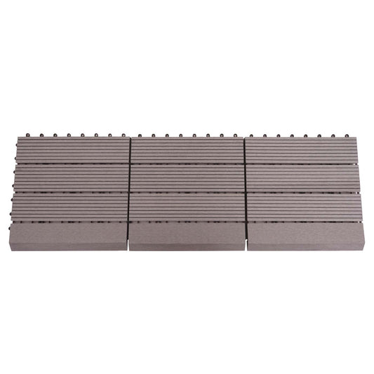 Cosmo Casa - WPC Vloertegel Rhone + Afwerking - Houtlook Balkon/Terras - WPC - Grijs Lineair Verticaal - 11×30×30 cm = 1 m² Premium