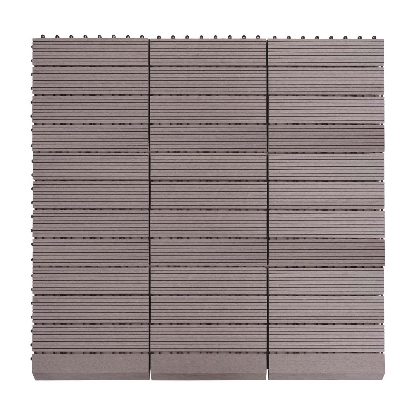 Cosmo Casa - WPC Vloertegel Rhone + Afwerking - Houtlook Balkon/Terras - WPC - Grijs Lineair Verticaal - 11×30×30 cm = 1 m² Premium