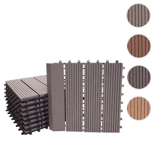 Cosmo Casa - WPC Vloertegel Rhone + Afwerking - Houtlook Balkon/Terras - WPC - Grijs Lineair Verticaal - 11×30×30 cm = 1 m² Premium