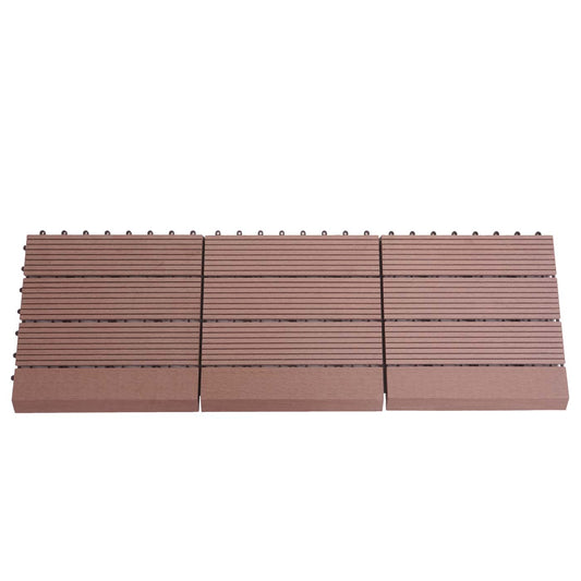 Cosmo Casa - WPC Vloertegel Rhone + Afwerking - Houtlook Balkon/Terras - WPC - Koffie Lineair Verticaal - 11×30×30 cm = 1 m² Premium