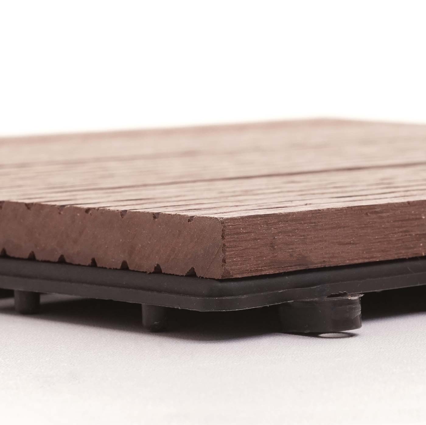 Cosmo Casa - WPC Vloertegel Rhone + Afwerking - Houtlook Balkon/Terras - WPC - Koffie Lineair Verticaal - 11×30×30 cm = 1 m² Premium