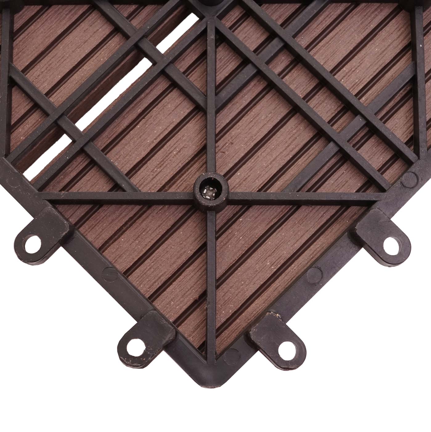 Cosmo Casa - WPC Vloertegel Rhone + Afwerking - Houtlook Balkon/Terras - WPC - Koffie Lineair Verticaal - 11×30×30 cm = 1 m² Premium