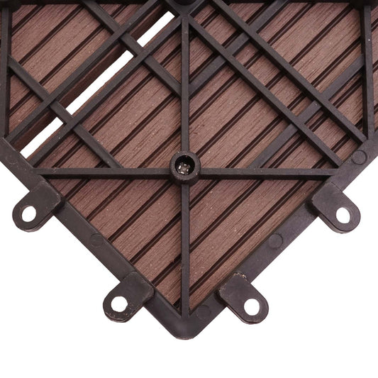 Cosmo Casa - WPC Vloertegel Rhone + Afwerking - Houtlook Balkon/Terras - WPC - Koffie Lineair Verticaal - 11×30×30 cm = 1 m² Premium