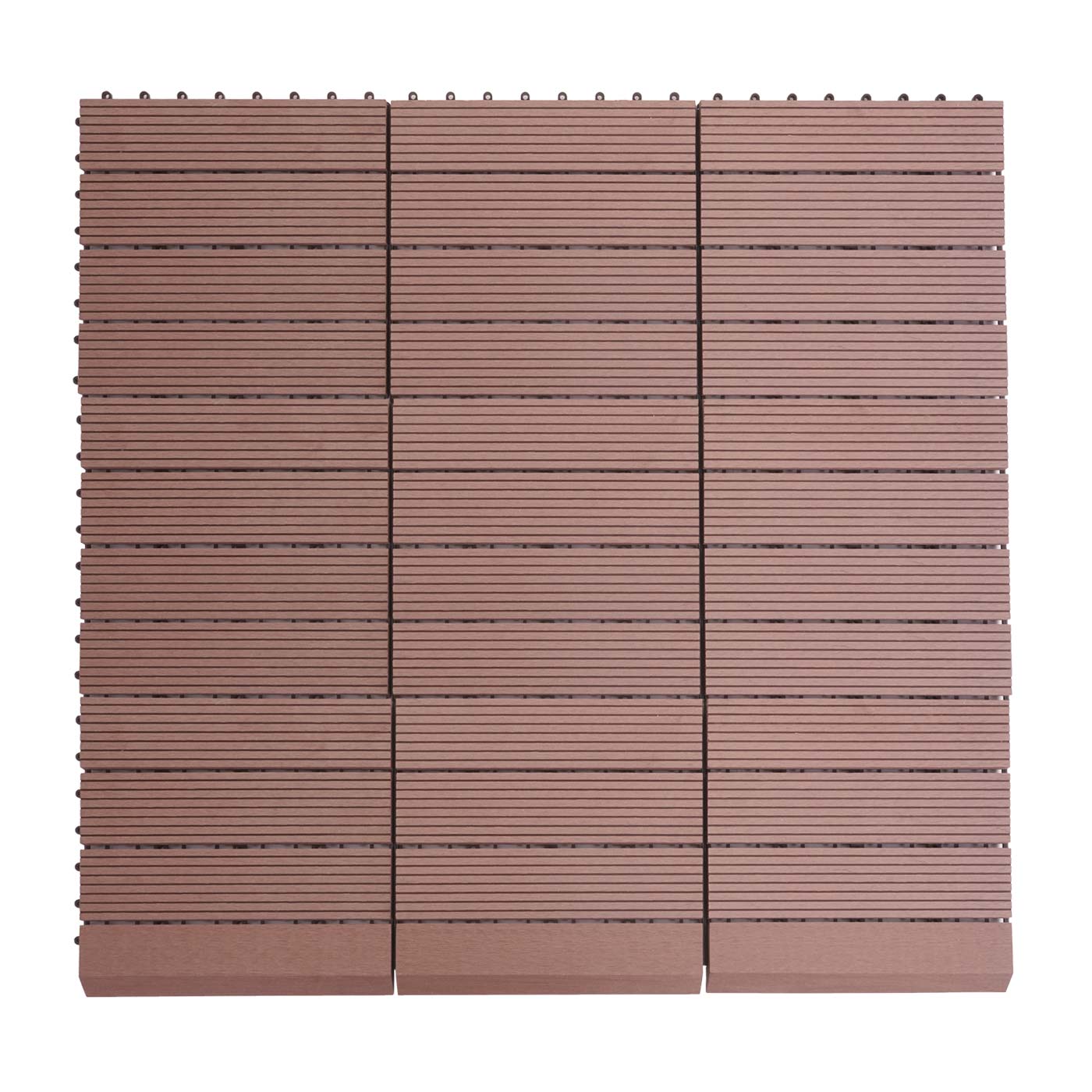 Cosmo Casa - WPC Vloertegel Rhone + Afwerking - Houtlook Balkon/Terras - WPC - Koffie Lineair Verticaal - 11×30×30 cm = 1 m² Premium