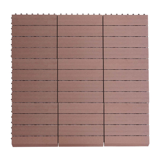 Cosmo Casa - WPC Vloertegel Rhone + Afwerking - Houtlook Balkon/Terras - WPC - Koffie Lineair Verticaal - 11×30×30 cm = 1 m² Premium