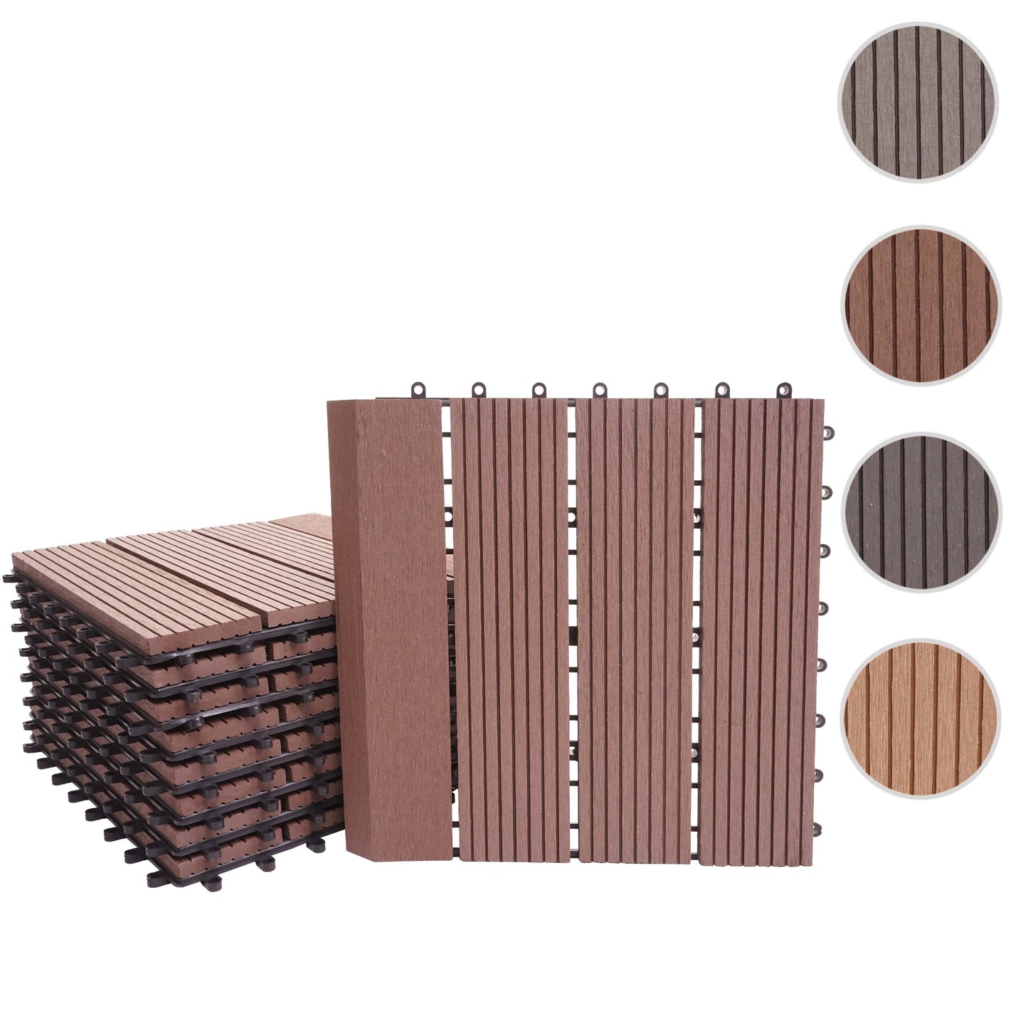 Cosmo Casa - WPC Vloertegel Rhone + Afwerking - Houtlook Balkon/Terras - WPC - Koffie Lineair Verticaal - 11×30×30 cm = 1 m² Premium