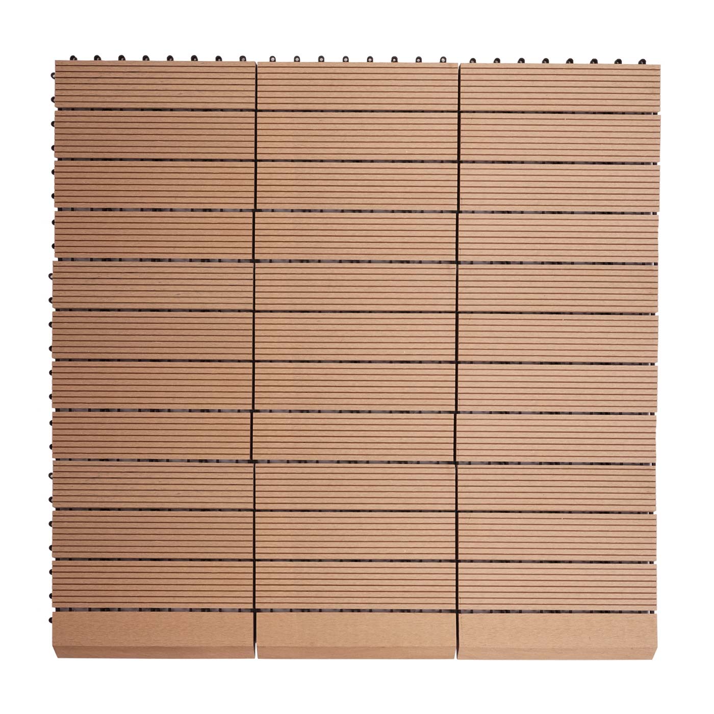 Cosmo Casa - WPC Vloertegel Rhone + Afwerking - Houtlook Balkon/Terras - WPC - Teak Lineair Verticaal - 11×30×30 cm = 1 m² Premium