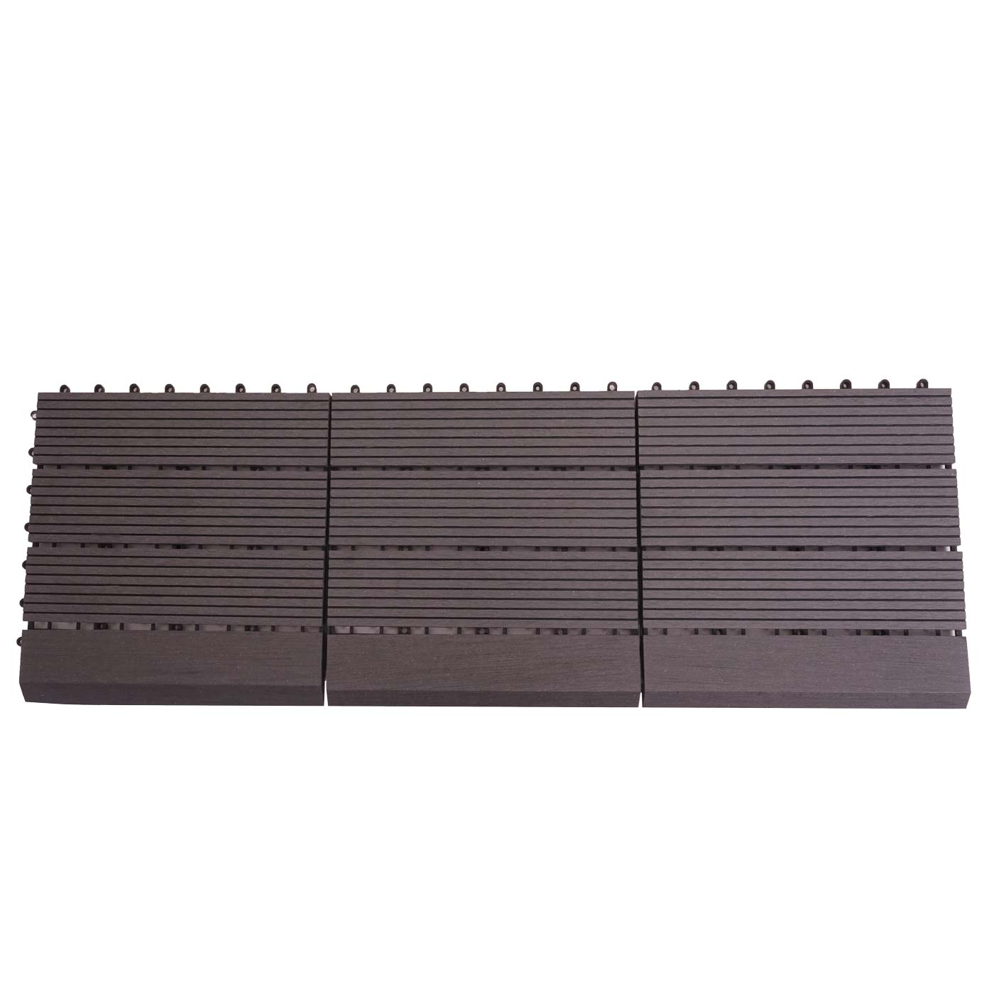 Cosmo Casa - WPC Vloertegel Rhone + Afwerking - Houtlook Balkon/Terras - WPC - Antraciet Lineair Verticaal - 11×30×30 cm = 1 m² Premium