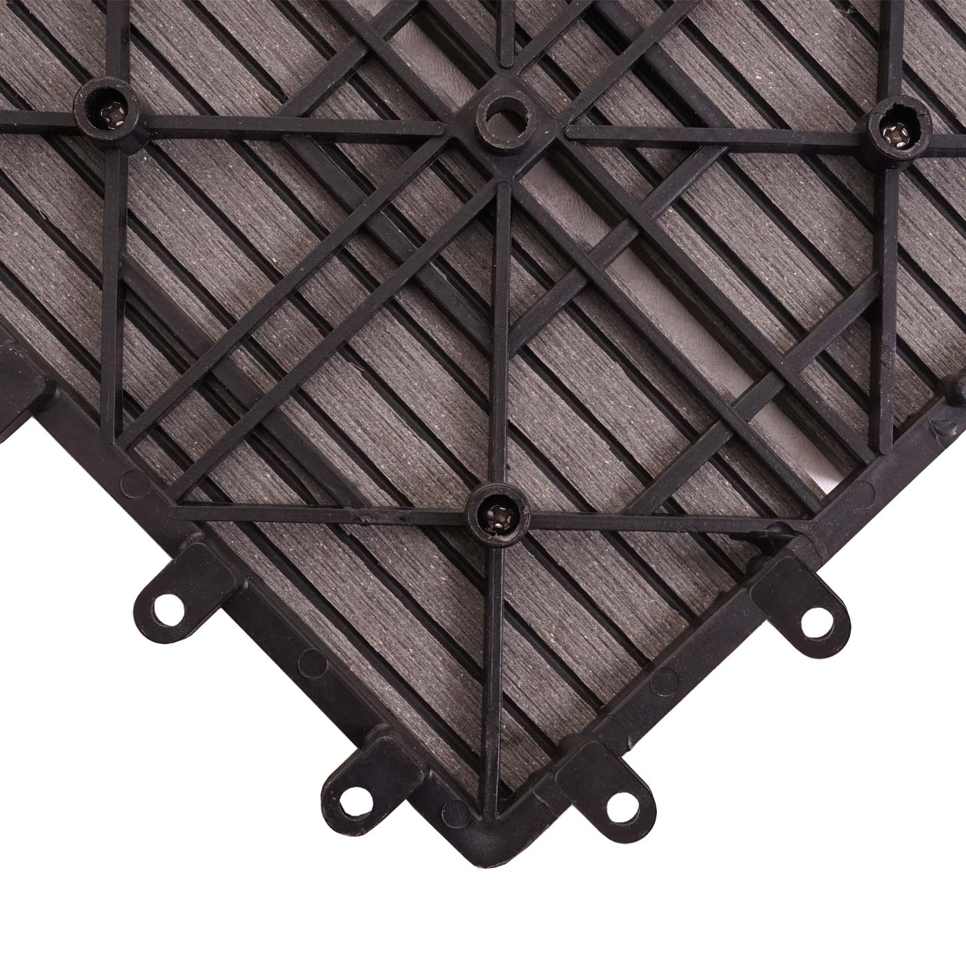 Cosmo Casa - WPC Vloertegel Rhone + Afwerking - Houtlook Balkon/Terras - WPC - Grijs Lineair Horizontaal - 11×30×30 cm = 1 m² Premium