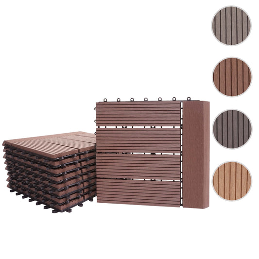 Cosmo Casa - WPC Vloertegel Rhone + Afwerking - Houtlook Balkon/Terras - WPC - Koffie Lineair Horizontaal - 11×30×30 cm = 1 m² Premium