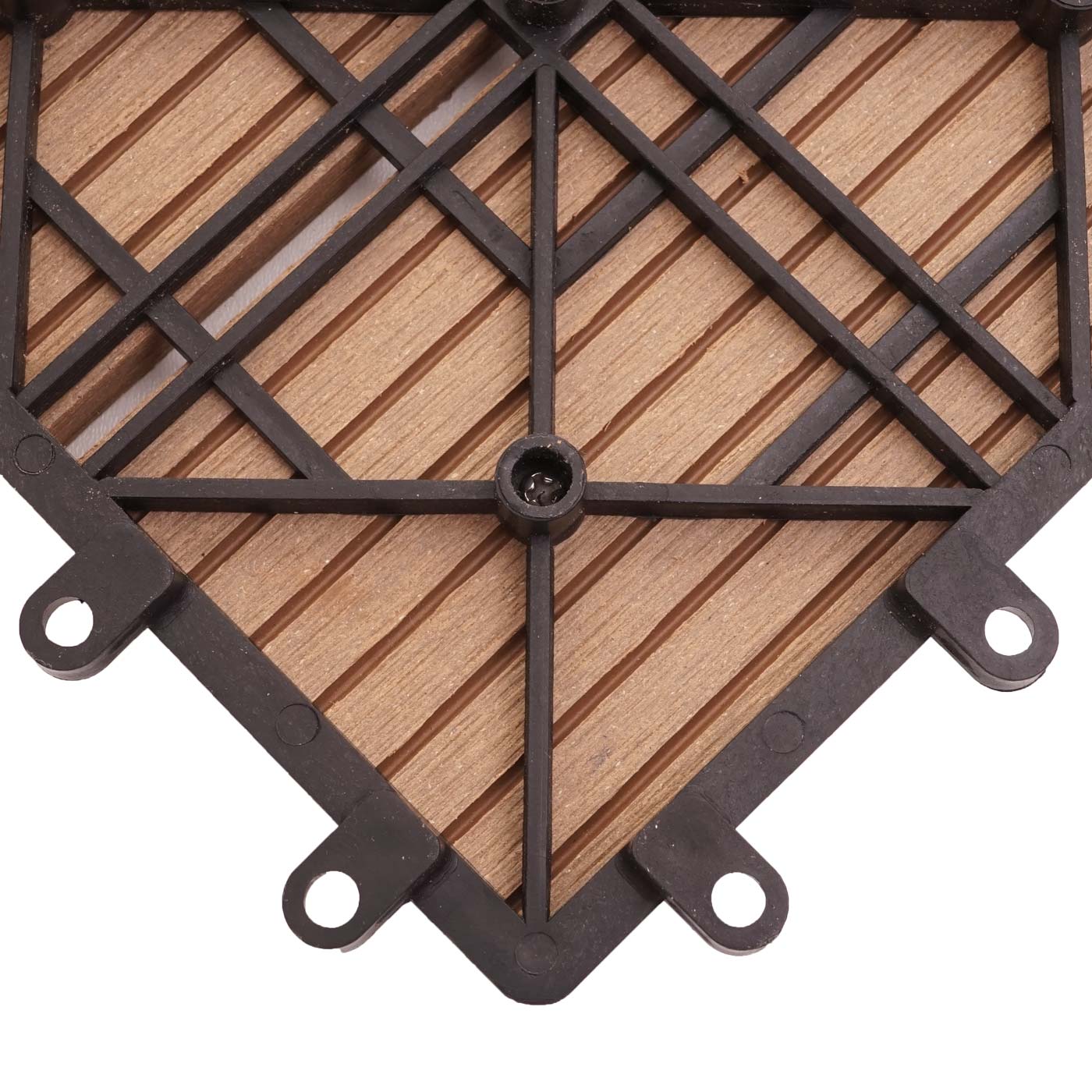 Cosmo Casa - WPC Vloertegel Rhone + Afwerking - Houtlook Balkon/Terras - WPC - Teak Lineair Horizontaal - 11×30×30 cm = 1 m² Premium