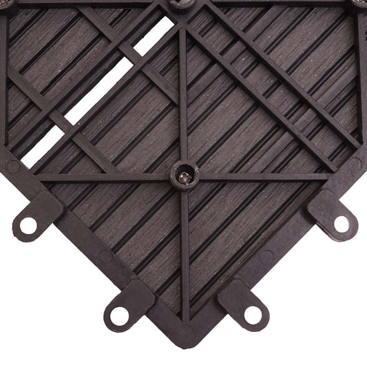 Cosmo Casa - WPC Vloertegel Rhone + Afwerking - Houtlook Balkon/Terras - WPC - Antraciet Lineair Horizontaal - 11×30×30 cm = 1 m² Premium