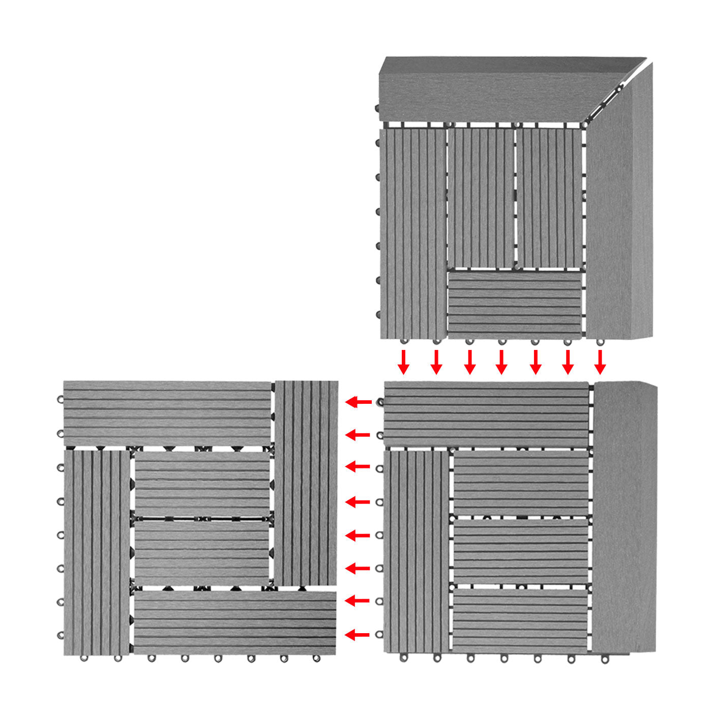 Cosmo Casa - Hoekvloertegel - Houtlook - WPC - Grijs & Offset - 30×30 cm