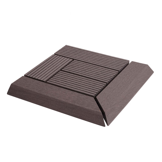 Cosmo Casa - Hoekvloertegel - Houtlook - WPC - Grijs & Offset - 30×30 cm