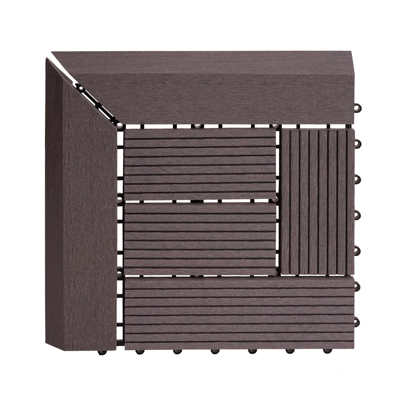 Cosmo Casa - Hoekvloertegel - Houtlook - WPC - Grijs & Offset - 30×30 cm