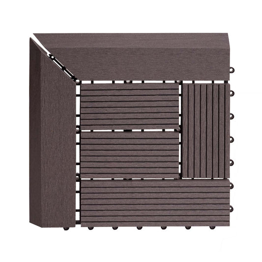 Cosmo Casa - Hoekvloertegel - Houtlook - WPC - Grijs & Offset - 30×30 cm