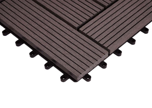 Cosmo Casa - Hoekvloertegel - Houtlook - WPC - Grijs & Offset - 30×30 cm