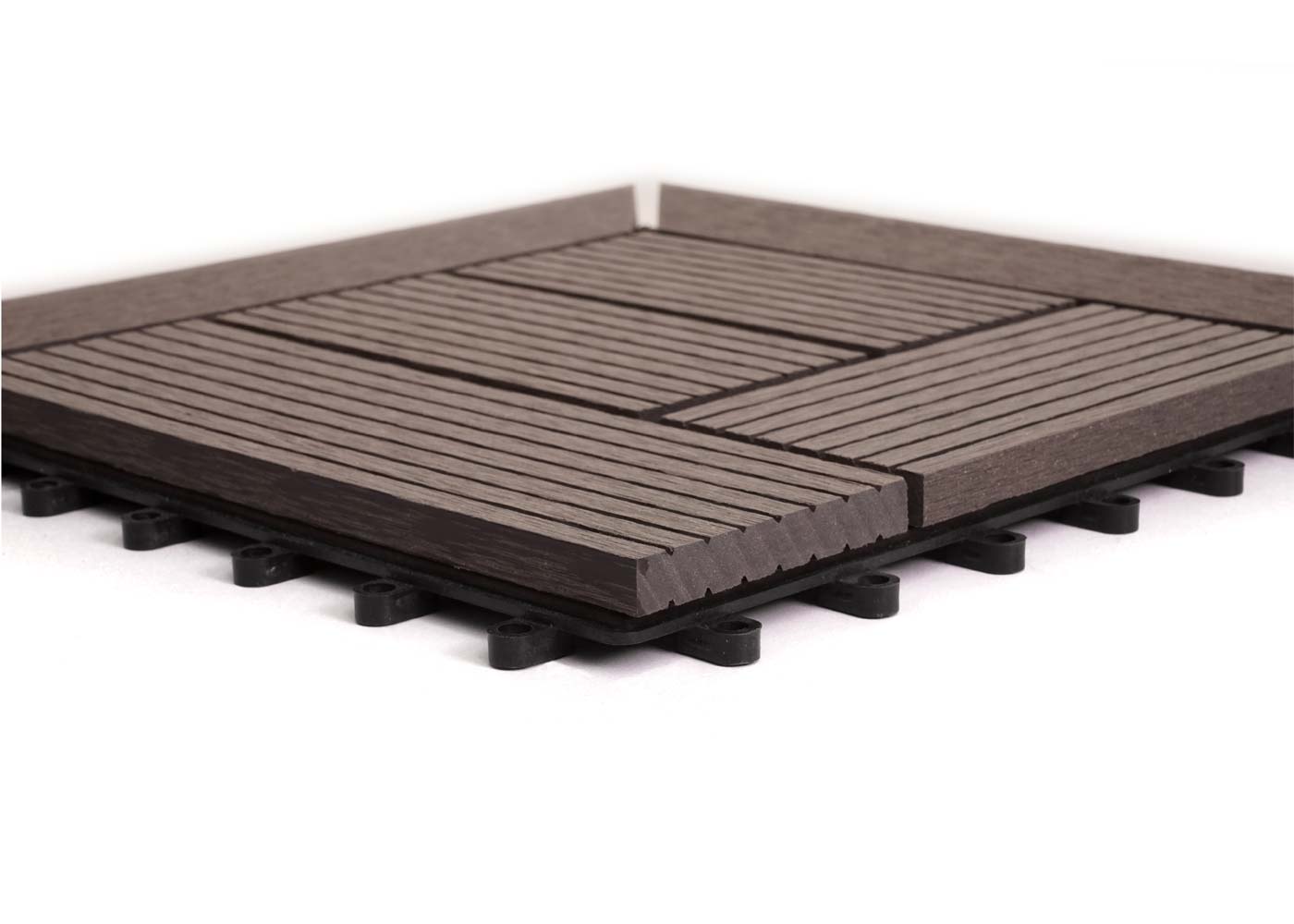 Cosmo Casa - Hoekvloertegel - Houtlook - WPC - Grijs & Offset - 30×30 cm