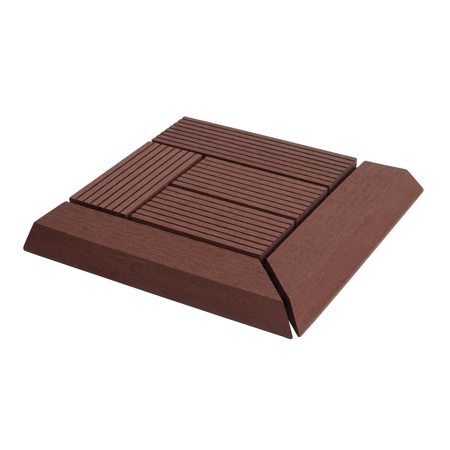 Cosmo Casa - Hoekvloertegel - Houtlook - WPC - Koffie & Offset - 30×30 cm