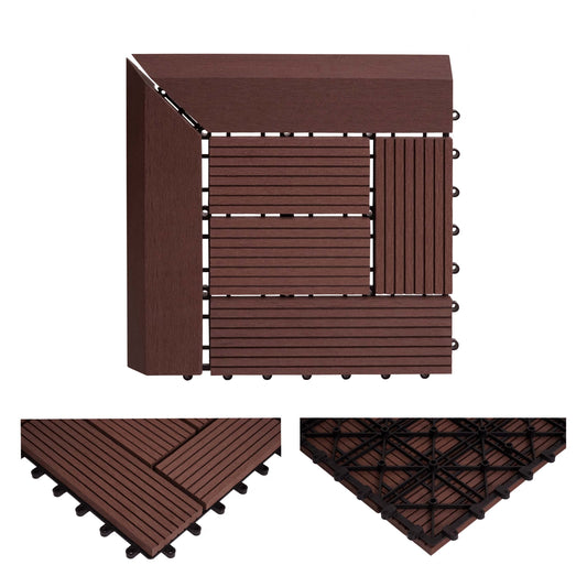 Cosmo Casa - Hoekvloertegel - Houtlook - WPC - Koffie & Offset - 30×30 cm