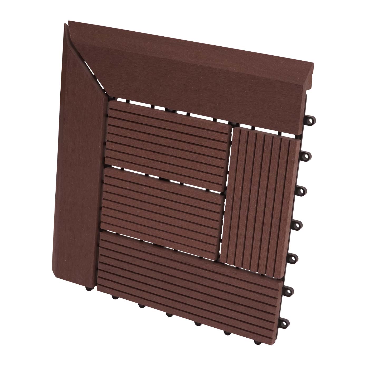 Cosmo Casa - Hoekvloertegel - Houtlook - WPC - Koffie & Offset - 30×30 cm