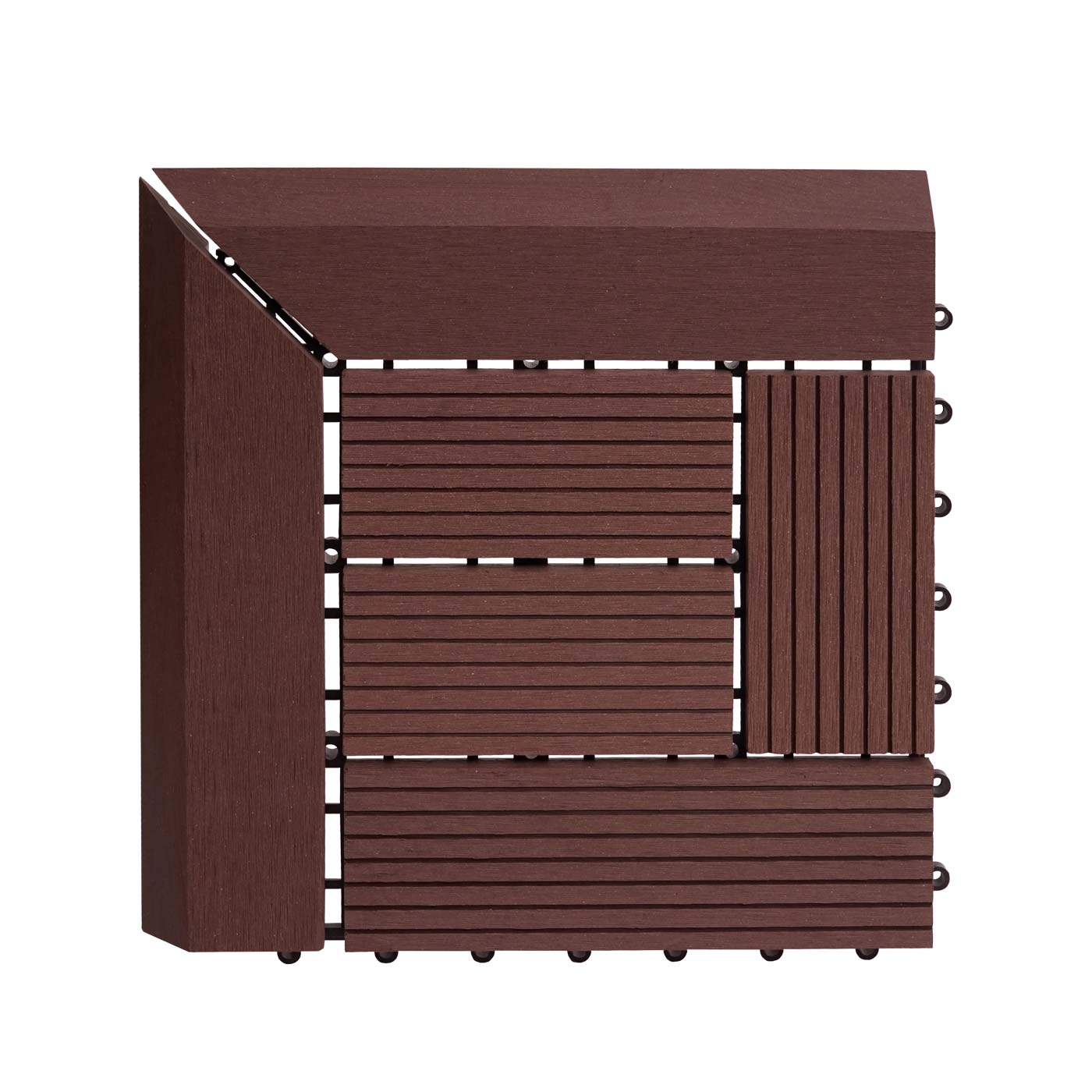 Cosmo Casa - Hoekvloertegel - Houtlook - WPC - Koffie & Offset - 30×30 cm