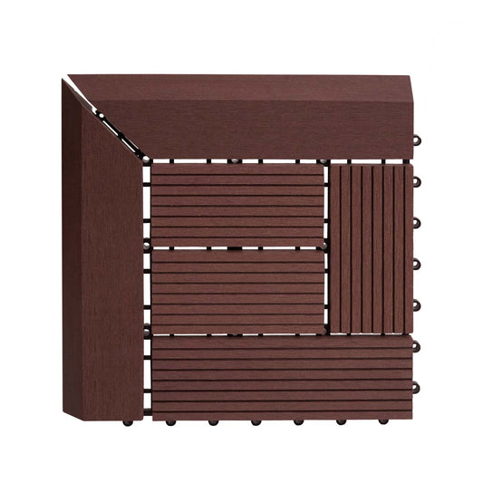 Cosmo Casa - Hoekvloertegel - Houtlook - WPC - Koffie & Offset - 30×30 cm