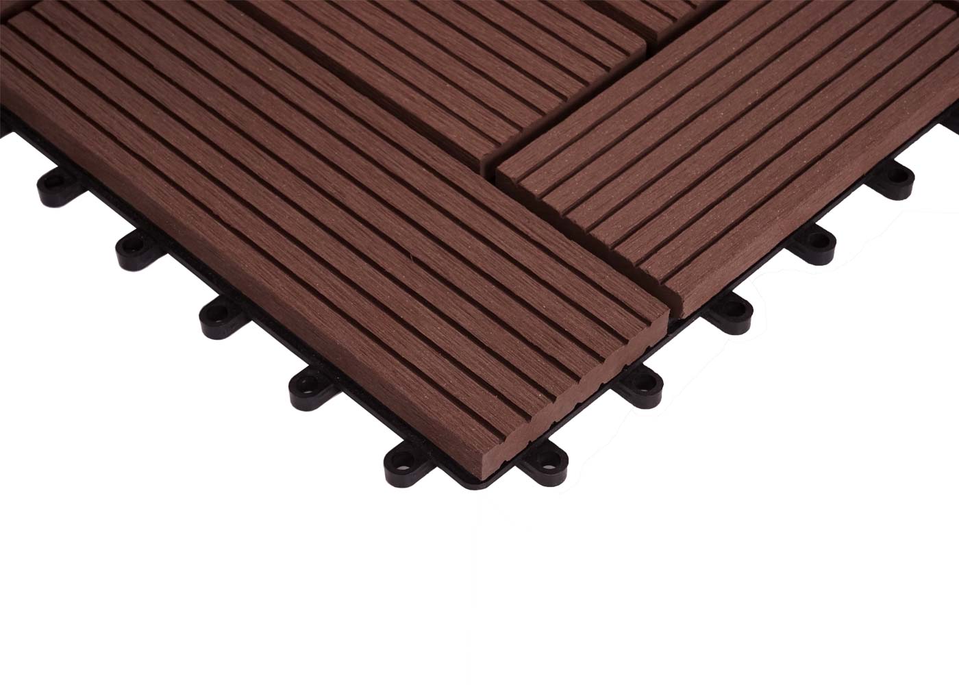 Cosmo Casa - Hoekvloertegel - Houtlook - WPC - Koffie & Offset - 30×30 cm