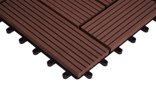 Cosmo Casa - Hoekvloertegel - Houtlook - WPC - Koffie & Offset - 30×30 cm