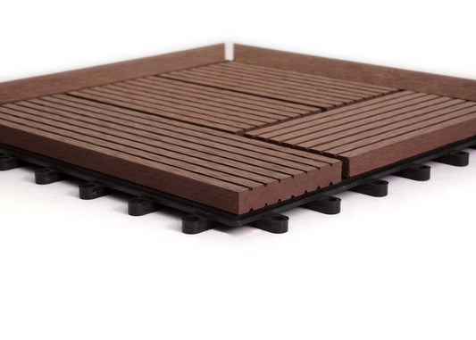 Cosmo Casa - Hoekvloertegel - Houtlook - WPC - Koffie & Offset - 30×30 cm