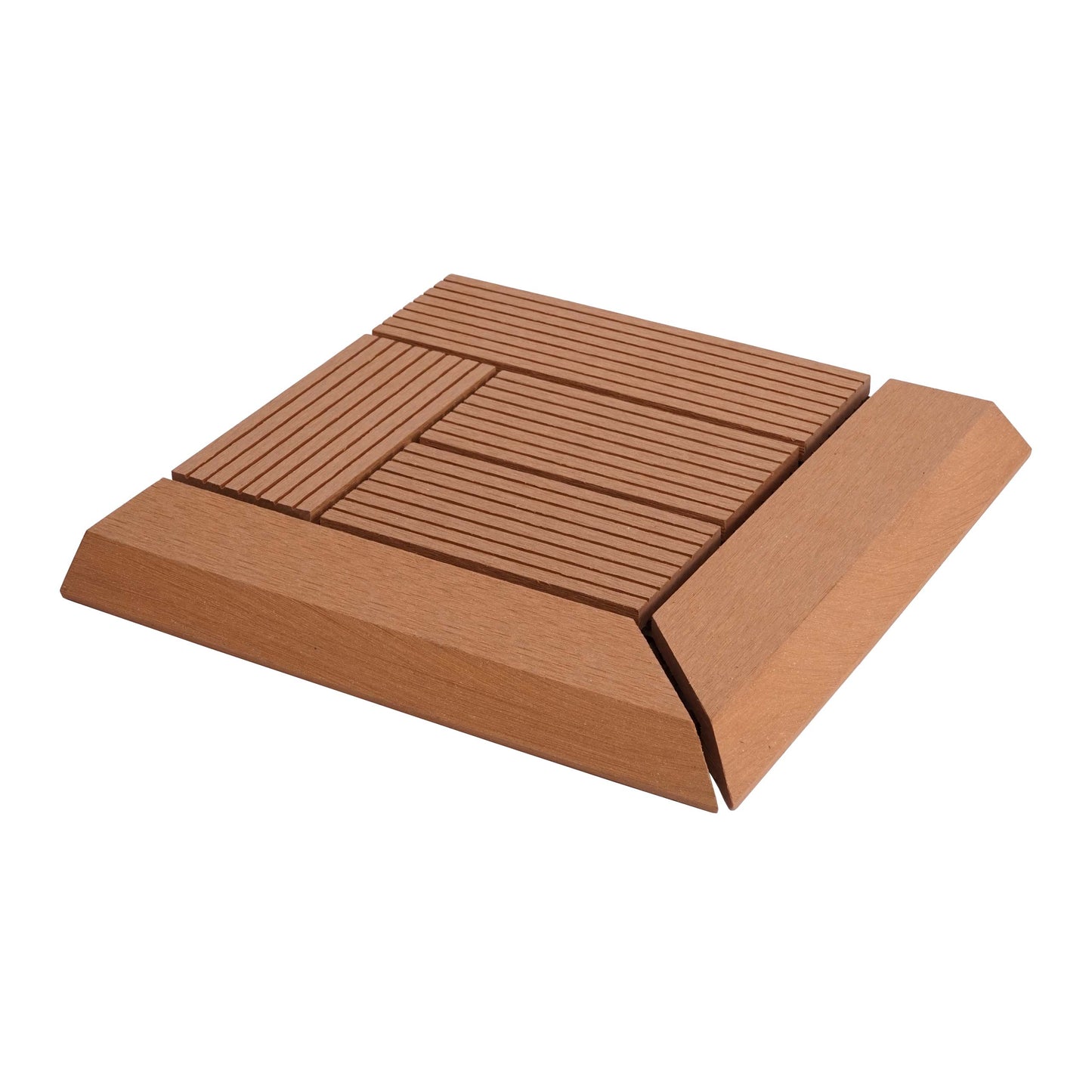 Cosmo Casa - Hoekvloertegel - Houtlook - WPC - Teak & Offset - 30×30 cm