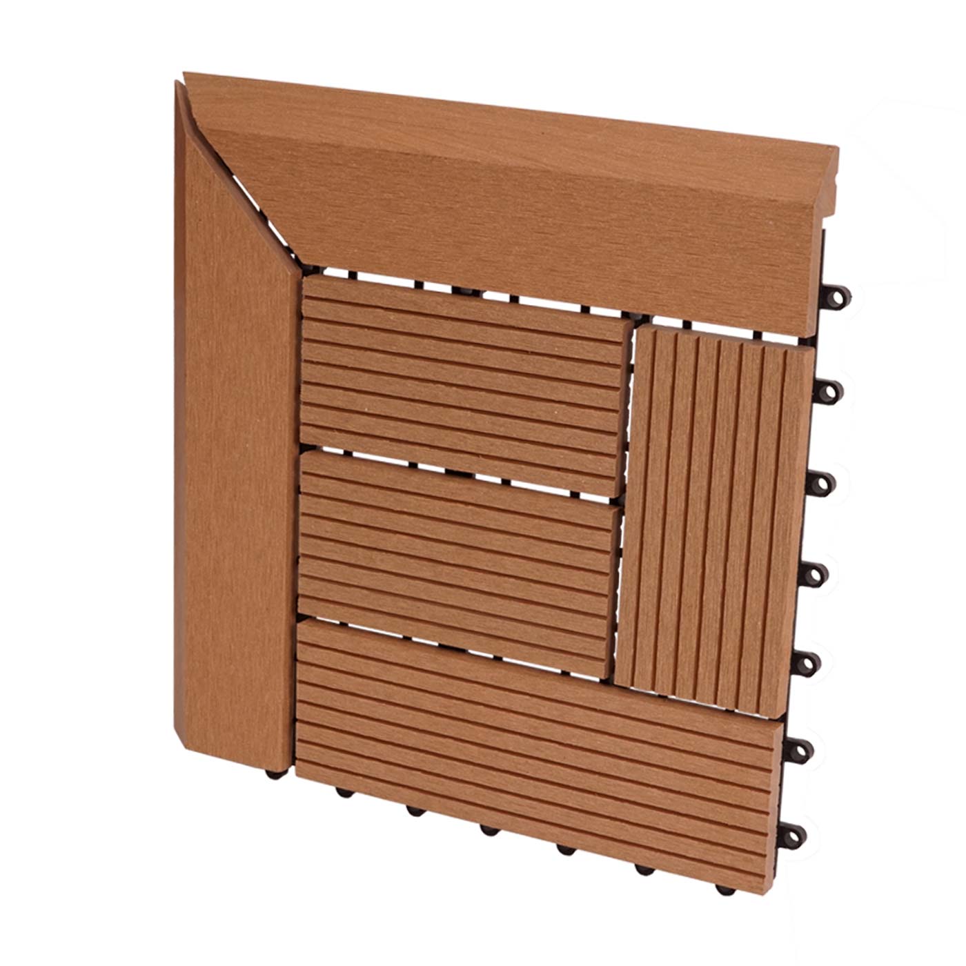 Cosmo Casa - Hoekvloertegel - Houtlook - WPC - Teak & Offset - 30×30 cm