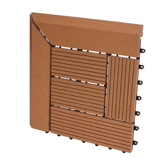 Cosmo Casa - Hoekvloertegel - Houtlook - WPC - Teak & Offset - 30×30 cm