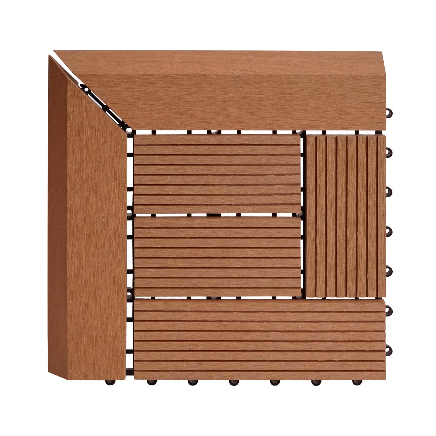 Cosmo Casa - Hoekvloertegel - Houtlook - WPC - Teak & Offset - 30×30 cm