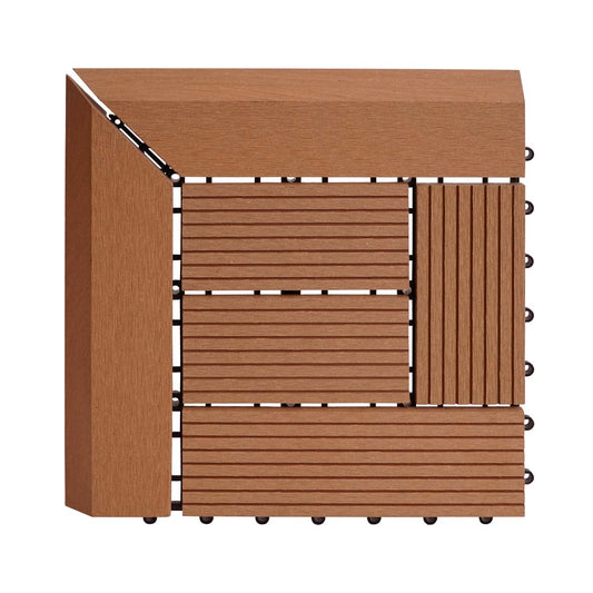 Cosmo Casa - Hoekvloertegel - Houtlook - WPC - Teak & Offset - 30×30 cm