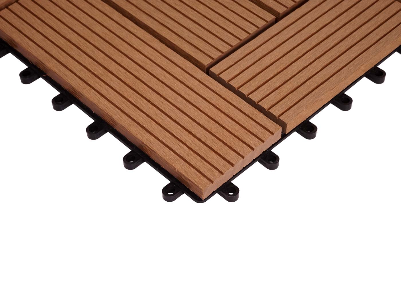 Cosmo Casa - Hoekvloertegel - Houtlook - WPC - Teak & Offset - 30×30 cm