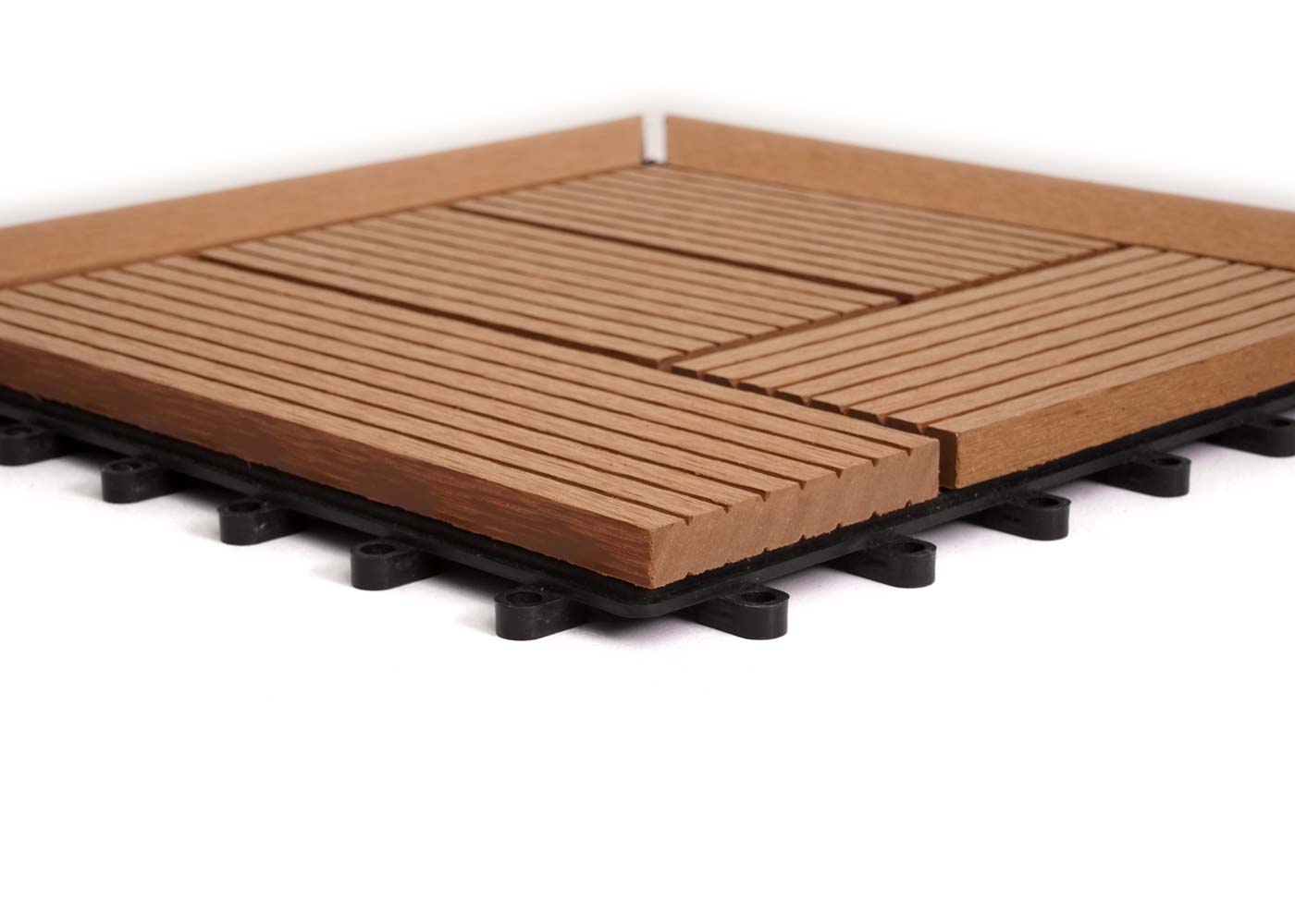 Cosmo Casa - Hoekvloertegel - Houtlook - WPC - Teak & Offset - 30×30 cm