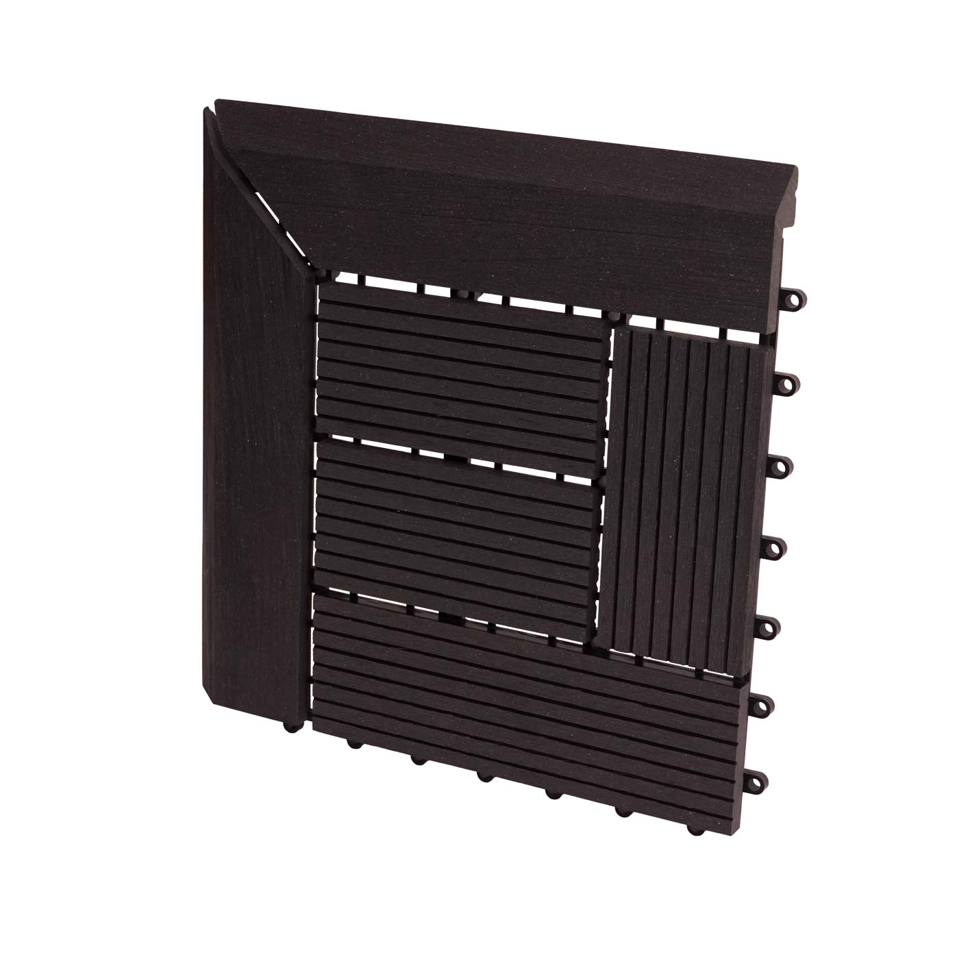 Cosmo Casa - Hoekvloertegel - Offset - WPC - Antraciet - 30×30 cm