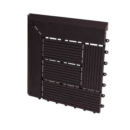 Cosmo Casa - Hoekvloertegel - Offset - WPC - Antraciet - 30×30 cm