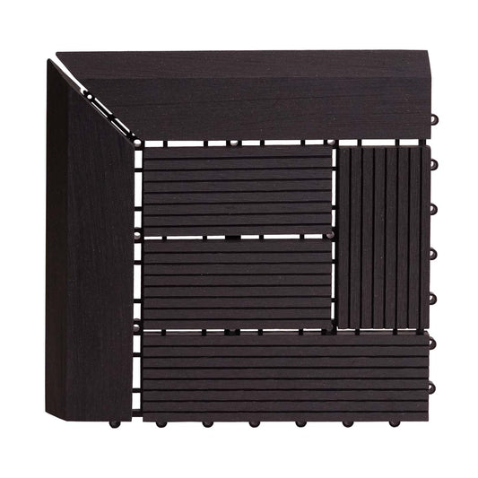 Cosmo Casa - Hoekvloertegel - Offset - WPC - Antraciet - 30×30 cm